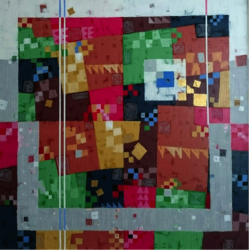 Chan Nyein Kyaw, Colour of space, acrilico su tela, 92x92 cm, 2015